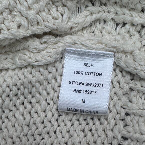 ALTAR-D STATE Women's Sweater Cream/Pink Crotched Roses Button Down Size M NEW! - Picture 5 of 8